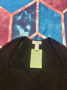 🎉SALE🖤H&amp;M Sweetheart neck Rib-knit Top (New)