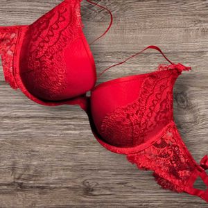 Next UK Padded Underwired Red Lace Pushup Bra
