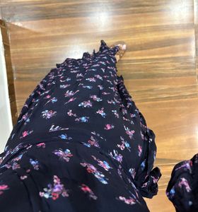 Navy Blue Floral Wrap Maxi Dress