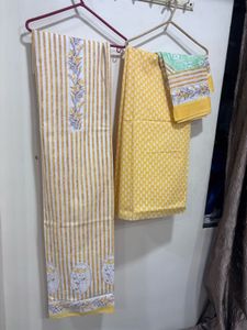 Yellow Printed Kurta Set with Dupatta