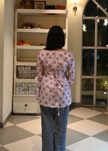 💗Pink Corset Back Neck Tie Kurti💗