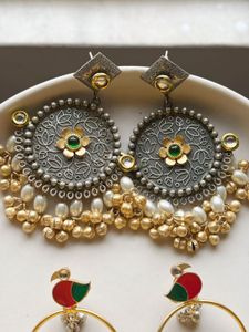 Dual tone premium earring