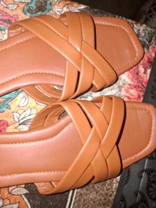 Stylish Brown Criss-Cross Flat Sandals