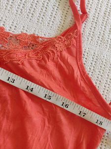 Coral Lace Trim Camisole Top