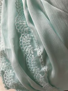 Beautiful Embroidered Teal Saree