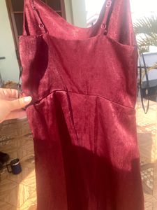 Burgundy slip mini dress