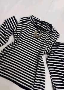 Chic Striped Cold Shoulder Top