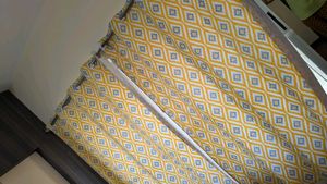 Yellow &amp; Blue Diamond Pattern Curtains