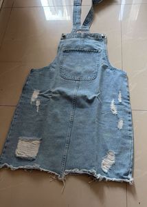 Distressed Denim Pinafore Dress