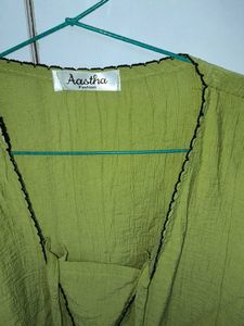 Lime Green Textured Kurta