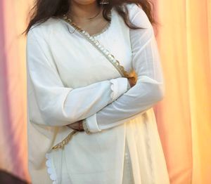 Elegant White &amp; Gold Kurta Set