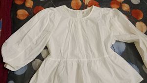 White Peplum Top with Puff Sleeves
