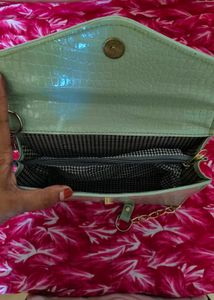 Stylish Light Green Croc Embossed Handbag