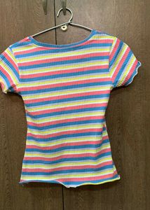 Colourful Ribbed Crop Top