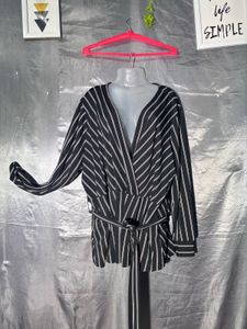 H&amp;M Striped Wrap Style Top