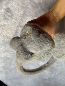 Fluffy Grey Bunny Ear Headband