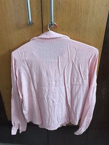 Pink Collared Long Sleeve Blouse