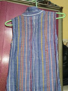Women's Blue Striped Ethnic Kurta