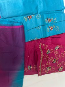 Embroidered Kurta Set Material with Dupatta