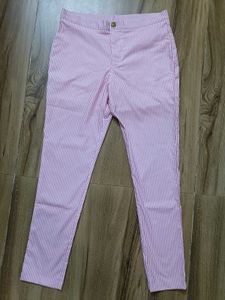 Pink Striped Casual Pants
