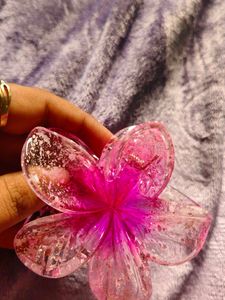 Pink Flower Hair Claw Clip