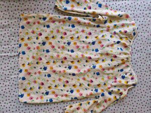 Floral top with Red Dhoti Pants