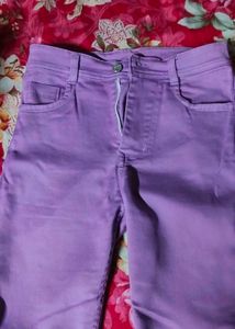 Purple skinny  leg casual Jeans high waist
