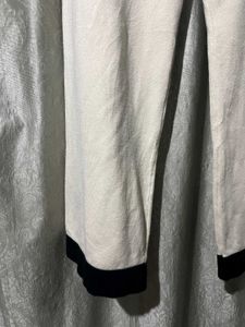 Cream Wide Leg Pants with Black Hem