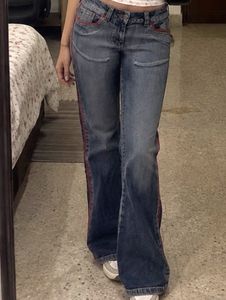 Blue Flare Jeans with Red Trim