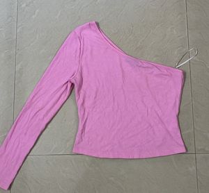One Shoulder Pink Top
