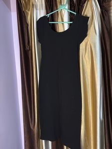 Sleek Black Button-Up Midi Dress