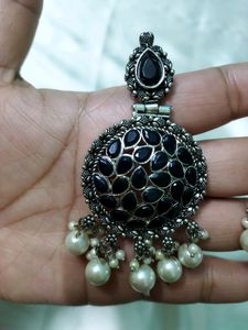 Black-silver Ethnic Earrings