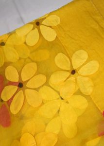 So.Si.ra Yellow Hand-painted Organza Saree