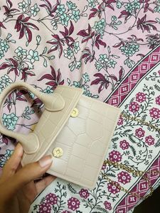 Mini Cream Croc Handbag