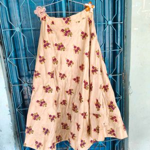 Embroidered Cream Ethnic Skirt