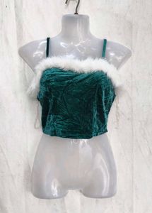 24216. Festive Velvet Crop Top