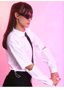 Edgy White Button-Up Shirt