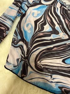 Sheer Swirl Print Long Sleeve Top
