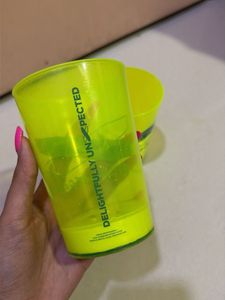 Set of Two Yellow Glasses Plastic