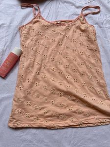 Charming Peach Eyelet Cami Top