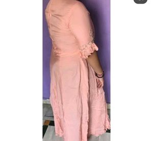 Peach Heavy Work Gown For All Season