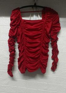 Chic Ruched Red Top