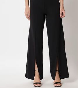 Pantaloons Black Pants With Open Slit