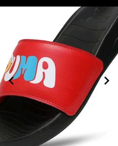 Red Puma Slides with Cartoon Graphic