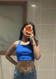 Blue Halter Neck Crop Top