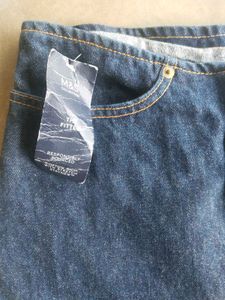 navy blue denim A-line skirt