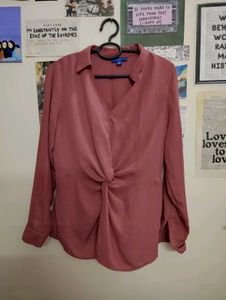 Chic Mauve Twist Front Blouse