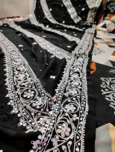 Elegant Black Embroidered Saree