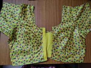 Blue Elephant Print Saree with Blouse