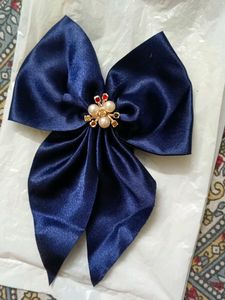 Elegant Navy Blue Bow Hair Clip